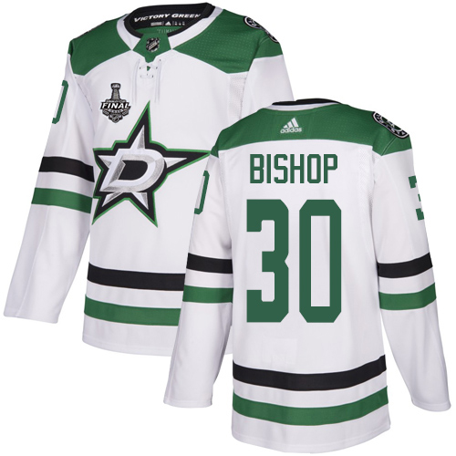 Adidas Men Dallas Stars #30 Ben Bishop White Road Authentic 2020 Stanley Cup Final Stitched NHL Jersey->dallas stars->NHL Jersey
